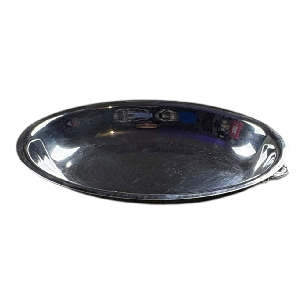 Vintage Oval Silverplate Covered Serving‎ Dish w Handles Silver Tone